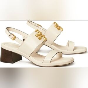 Tory Burch Ivory Eleanor Block Heel Sandals 7 M